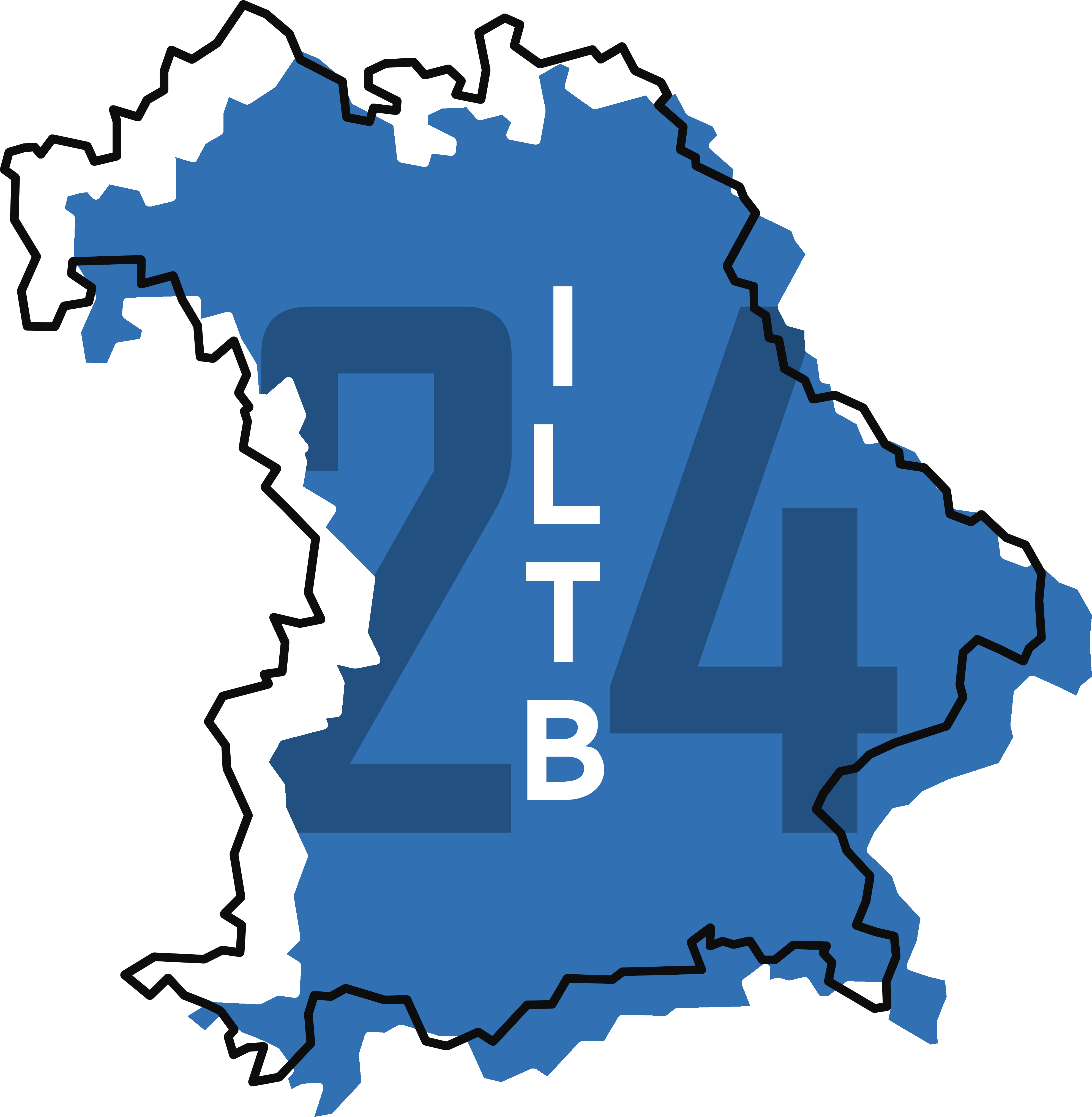 logo of PD Event for Teachers, depicting the German state of Bavaria, the number 24 in its outlines and the events acronym: ILTB